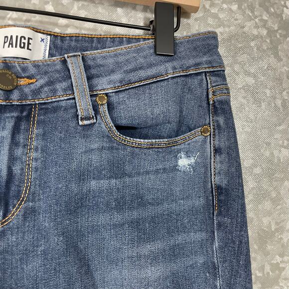 Paige Verdugo Ankle Women's Distressed Medium Wash Skinny Jeans - Size 29 - Mid - Picture 2 of 8